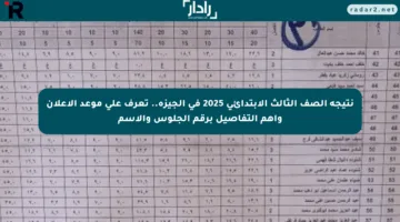 نتيجة الصف الثالث الابتدائي 2025 في الجيزة.. تعرف على موعد الإعلان وأهم التفاصيل برقم الجلوس والاسم